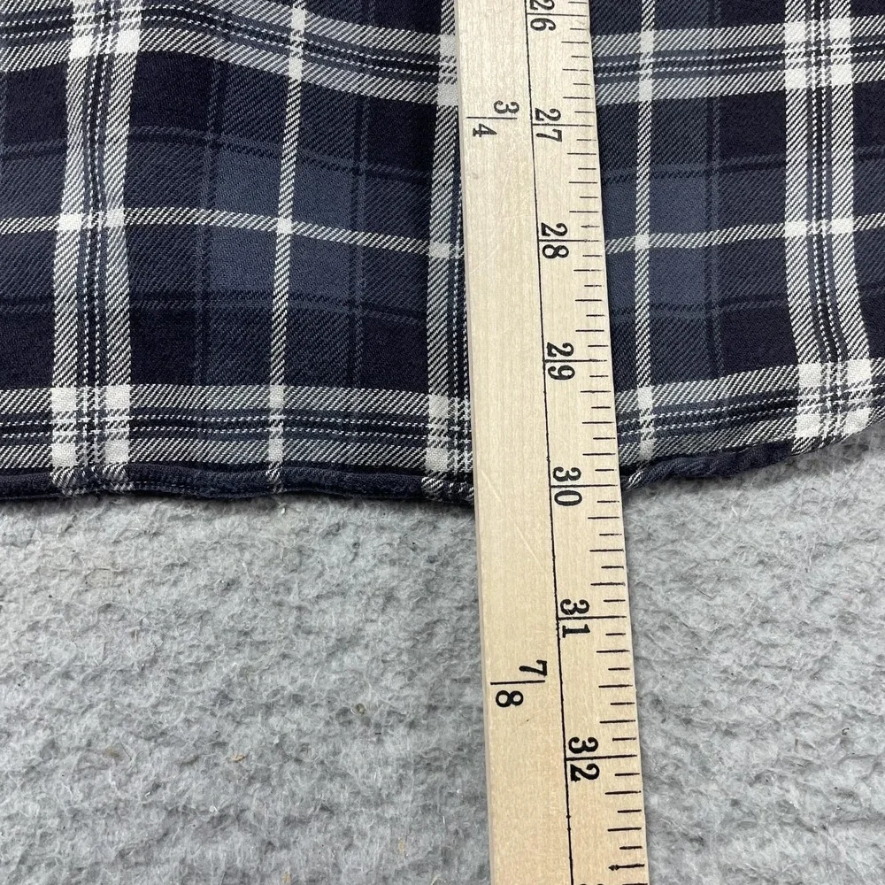 Polo Ralph Lauren Shirt Mens Large Navy Blue Plaid Flannel Button Up Casual‎